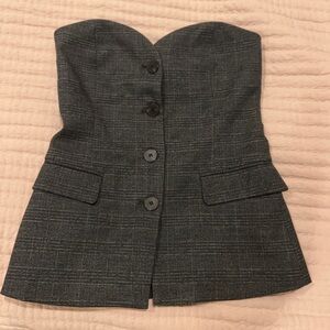 Zara plaid button down strapless top